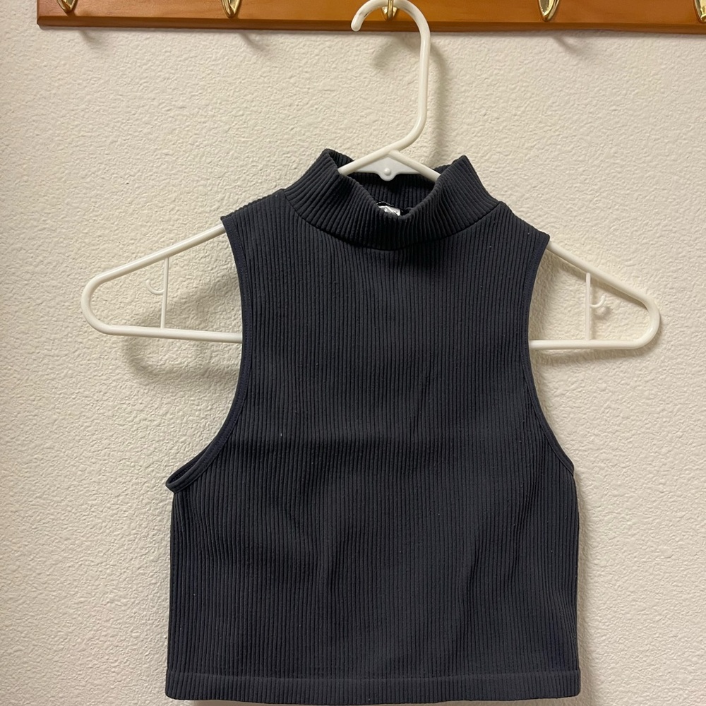 Black Ribbed Sleeveless Top